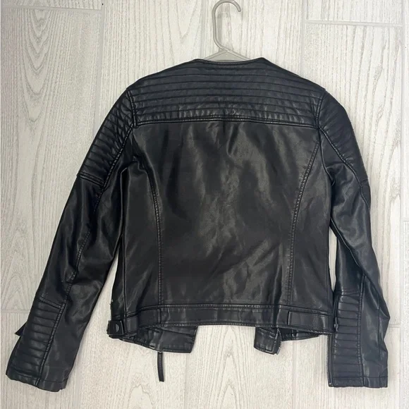 TopShop Faux Leather Jacket Black-Size 4 - Picture 2 of 2